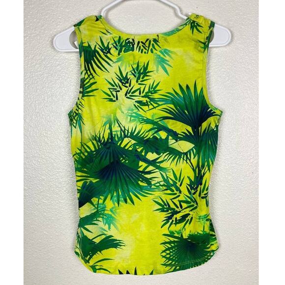 INC International Concepts Tank Top Tropical Floral Print Yellow Green Medium M - Picture 3 of 13